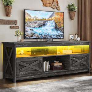 imageYITAHOME TV Stand for 6555 Inch Television Farmhouse Entertainment Center Television Stand with Power Outlets and Open Shelf Media Console TV Cabinet for Living Room WhiteBlackDark Grey