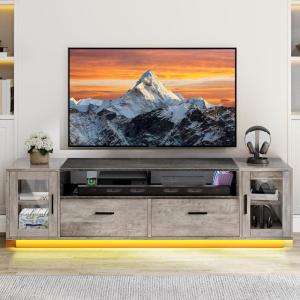 imageYITAHOME TV Stands for Living Room Farmhouse TV Stand for 6570 inch TV LED TV Entertainment Center with Storage ampamp Power Outlets TV Console Cabinet Rustic GreyRustic Grey