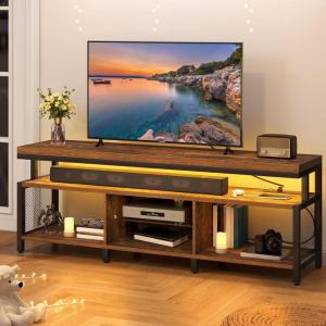 imageYITAHOME TV Stands for Living Room TV Stand for 7065 inch TV Entertainment Center with Storage LED TV Stand with Power Outlets Industrial TV Console Cabinet Rustic BrownRustic Brown