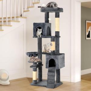 imageYITAHOME Tall Cat Tree for Indoor Cats 75 inch MultiLevel Cat Tower with Cat Condos Top Perches Sisal Ramp Scratching Posts Cozy Basket Hammocks Large Cat Pet Activity Structure Light GrayDark Grey