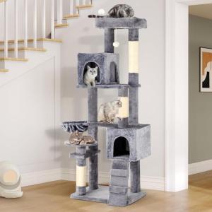 imageYITAHOME Tall Cat Tree for Indoor Cats 75 inch MultiLevel Cat Tower with Cat Condos Top Perches Sisal Ramp Scratching Posts Cozy Basket Hammocks Large Cat Pet Activity Structure Light GrayLight Grey