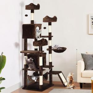 imageYITAHOME Tall Cat Tree for Indoor Cats 75 inch MultiLevel Cat Tower with Cat Condos Top Perches Sisal Ramp Scratching Posts Cozy Basket Hammocks Large Cat Pet Activity Structure Light GrayBrown