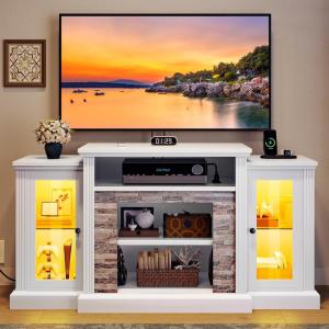 imageYITAHOME Television Stand for 65 Inch TV Farmhouse TV Stand Entertainment Center with Storage and Barn Door Media Console TV Cabinet for Living Room 59 Inches BarnwoodWhite