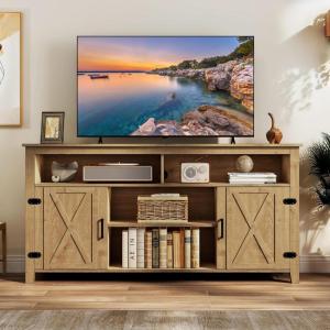 imageYITAHOME Television Stand for 65 Inch TV Farmhouse TV Stand Entertainment Center with Storage and Barn Door Media Console TV Cabinet for Living Room 59 Inches BarnwoodBarnwood