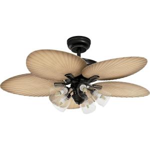 imageYITAHOME Tropical Ceiling Fan with LED Light and Remote 52 Inch Palm Leaf Fan for Home with Clear Seeded Glass Reversible DC Quiet Motor Memory Function for Porch Farmhouse IndoorLight wood grain 1