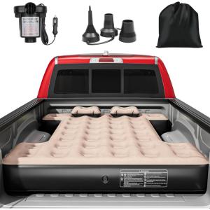 imageYITAHOME Truck Bed Air Mattress for 5558 ft FullSize Short Truck Beds Inflatable Car Mattress Bed with Pump Pillows Carry Bag ampamp Repair Kit for Outdoor Travel Camping BlackampampBrownBlackbrown