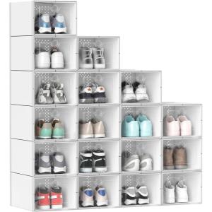 imageYITAHOME XL Stackable Storage Boxes 18 PCS Organizers and Drawers for Shoes  Black XLarge SizeFits All ShoesWhite