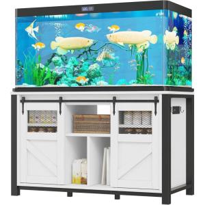 imageYTAHOME W Shape 40 Gallon Fish Tank Stand 500lbs Capacity for Metal Aquarium Stand 362quot Lx183 Wx 293quot H DoubleLayer Storage Design Reptile Breeder Turtle Terrarium Stand for Home OfficeWHITE