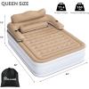 imagePOWERTEC YITAHOME Queen Size Air Mattress with Headboard and Builtin Pump 18in Blow Up Mattress with Carry Bag Repair Kit and Nozzles for Home Camping and Travel BrownBrown