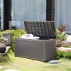 imageYITAHOME 100 Gallon Large Resin Deck Box Outdoor Storage with Cushion for Patio FurnitureOutdoor CushionsGarden and Pool SuppliesWaterproofLockableLight Brown
