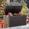 imageYITAHOME 100 Gallon Outdoor Storage Box Large Water Resistant Resin Deck Box Indoor Outdoor Lockable Storage Container for Patio Garden Cushions Tools Equipment TaupeDark Brown