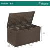 imageYITAHOME 100 Gallon Outdoor Storage Box Large Water Resistant Resin Deck Box Indoor Outdoor Lockable Storage Container for Patio Garden Cushions Tools Equipment TaupeDark Brown