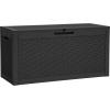 imageYITAHOME 100 Gallon Outdoor Storage Box Large Water Resistant Resin Deck Box Indoor Outdoor Lockable Storage Container for Patio Garden Cushions Tools Equipment TaupeBlack