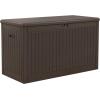 imageYITAHOME 100 Gallon Outdoor Storage Box Large Water Resistant Resin Deck Box Indoor Outdoor Lockable Storage Container for Patio Garden Cushions Tools Equipment TaupeBrown