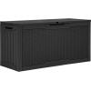 imageYITAHOME 100 Gallon Outdoor Storage Box Large Water Resistant Resin Deck Box Indoor Outdoor Lockable Storage Container for Patio Garden Cushions Tools Equipment TaupeBlack
