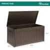 imageYITAHOME 100 Gallon Outdoor Storage Box Large Water Resistant Resin Deck Box Indoor Outdoor Lockable Storage Container for Patio Garden Cushions Tools Equipment TaupeBrown