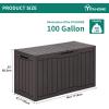 imageYITAHOME 100 Gallon Outdoor Storage Box Large Water Resistant Resin Deck Box Indoor Outdoor Lockable Storage Container for Patio Garden Cushions Tools Equipment TaupeDark Brown