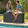 imageYITAHOME 100 Gallon Outdoor Storage Box Large Water Resistant Resin Deck Box Indoor Outdoor Lockable Storage Container for Patio Garden Cushions Tools Equipment TaupeDark Gray