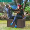 imageYITAHOME 100 Gallon Outdoor Storage Box Large Water Resistant Resin Deck Box Indoor Outdoor Lockable Storage Container for Patio Garden Cushions Tools Equipment TaupeDark Brown