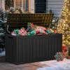 imageYITAHOME 100 Gallon Outdoor Storage Box Large Water Resistant Resin Deck Box Indoor Outdoor Lockable Storage Container for Patio Garden Cushions Tools Equipment TaupeBlack