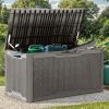 imageYITAHOME 100 Gallon Outdoor Storage Box Large Water Resistant Resin Deck Box Indoor Outdoor Lockable Storage Container for Patio Garden Cushions Tools Equipment TaupeTaupe