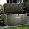 imageYITAHOME 100 Gallon Outdoor Storage Box Large Water Resistant Resin Deck Box Indoor Outdoor Lockable Storage Container for Patio Garden Cushions Tools Equipment TaupeLight Brown