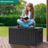 imageYITAHOME 100 Gallon Outdoor Storage Box Large Water Resistant Resin Deck Box Indoor Outdoor Lockable Storage Container for Patio Garden Cushions Tools Equipment TaupeBlack