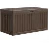 imageYITAHOME 100 Gallon Outdoor Storage Box Large Water Resistant Resin Deck Box Indoor Outdoor Lockable Storage Container for Patio Garden Cushions Tools Equipment TaupeDark Brown