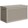 imageYITAHOME 100 Gallon Outdoor Storage Box Large Water Resistant Resin Deck Box Indoor Outdoor Lockable Storage Container for Patio Garden Cushions Tools Equipment TaupeBrown