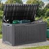 imageYITAHOME 100 Gallon Outdoor Storage Box Large Water Resistant Resin Deck Box Indoor Outdoor Lockable Storage Container for Patio Garden Cushions Tools Equipment TaupeDark Gray
