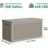 imageYITAHOME 100 Gallon Outdoor Storage Box Large Water Resistant Resin Deck Box Indoor Outdoor Lockable Storage Container for Patio Garden Cushions Tools Equipment TaupeBrown