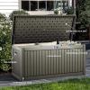 imageYITAHOME 100 Gallon Outdoor Storage Box Large Water Resistant Resin Deck Box Indoor Outdoor Lockable Storage Container for Patio Garden Cushions Tools Equipment TaupeLight Brown