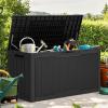 imageYITAHOME 100 Gallon Outdoor Storage Box Large Water Resistant Resin Deck Box Indoor Outdoor Lockable Storage Container for Patio Garden Cushions Tools Equipment TaupeBlack