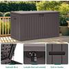 imageYITAHOME 100 Gallon Outdoor Storage Box Large Water Resistant Resin Deck Box Indoor Outdoor Lockable Storage Container for Patio Garden Cushions Tools Equipment TaupeBrown