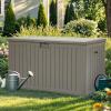imageYITAHOME 100 Gallon Outdoor Storage Box Large Water Resistant Resin Deck Box Indoor Outdoor Lockable Storage Container for Patio Garden Cushions Tools Equipment TaupeLight Brown