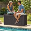 imageYITAHOME 100 Gallon Outdoor Storage Box Large Water Resistant Resin Deck Box Indoor Outdoor Lockable Storage Container for Patio Garden Cushions Tools Equipment TaupeDark Brown
