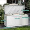imageYITAHOME 100 Gallon Outdoor Storage Box Large Water Resistant Resin Deck Box Indoor Outdoor Lockable Storage Container for Patio Garden Cushions Tools Equipment TaupeWhite