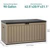 imageYITAHOME 100 Gallon Outdoor Storage Box Large Water Resistant Resin Deck Box Indoor Outdoor Lockable Storage Container for Patio Garden Cushions Tools Equipment TaupeBlackBrown