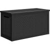 imageYITAHOME 100 Gallon Outdoor Storage Box Large Water Resistant Resin Deck Box Indoor Outdoor Lockable Storage Container for Patio Garden Cushions Tools Equipment TaupeBlack
