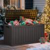 imageYITAHOME 100 Gallon Outdoor Storage Box Large Water Resistant Resin Deck Box Indoor Outdoor Lockable Storage Container for Patio Garden Cushions Tools Equipment TaupeDark Brown