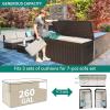 imageYITAHOME 100 Gallon Outdoor Storage Box Large Water Resistant Resin Deck Box Indoor Outdoor Lockable Storage Container for Patio Garden Cushions Tools Equipment TaupeBrown