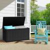 imageYITAHOME 100 Gallon Outdoor Storage Box Large Water Resistant Resin Deck Box Indoor Outdoor Lockable Storage Container for Patio Garden Cushions Tools Equipment TaupeBlack
