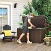 imageYITAHOME 100 Gallon Outdoor Storage Box Large Water Resistant Resin Deck Box Indoor Outdoor Lockable Storage Container for Patio Garden Cushions Tools Equipment TaupeDark Brown