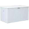 imageYITAHOME 100 Gallon Outdoor Storage Box Large Water Resistant Resin Deck Box Indoor Outdoor Lockable Storage Container for Patio Garden Cushions Tools Equipment TaupeWhite
