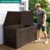 imageYITAHOME 100 Gallon Outdoor Storage Box Large Water Resistant Resin Deck Box Indoor Outdoor Lockable Storage Container for Patio Garden Cushions Tools Equipment TaupeBrown