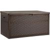 imageYITAHOME 100 Gallon Outdoor Storage Box Large Water Resistant Resin Deck Box Indoor Outdoor Lockable Storage Container for Patio Garden Cushions Tools Equipment TaupeDark Brown