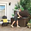 imageYITAHOME 100 Gallon Outdoor Storage Box Large Water Resistant Resin Deck Box Indoor Outdoor Lockable Storage Container for Patio Garden Cushions Tools Equipment TaupeDark Brown