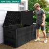 imageYITAHOME 100 Gallon Outdoor Storage Box Large Water Resistant Resin Deck Box Indoor Outdoor Lockable Storage Container for Patio Garden Cushions Tools Equipment TaupeBlack