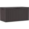 imageYITAHOME 100 Gallon Outdoor Storage Box Large Water Resistant Resin Deck Box Indoor Outdoor Lockable Storage Container for Patio Garden Cushions Tools Equipment TaupeDark Brown