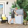 imageYITAHOME 100 Gallon Outdoor Storage Box Large Water Resistant Resin Deck Box Indoor Outdoor Lockable Storage Container for Patio Garden Cushions Tools Equipment TaupeWhite
